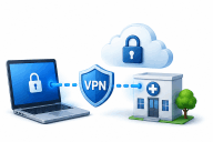 Verschlüsselte VPN-Verbindung für sicheren Fernzugriff auf die IT von Unternehmen