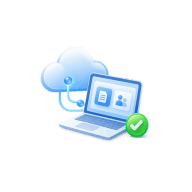 Laptop mit Cloud für Software und digitale Zusammenarbeit